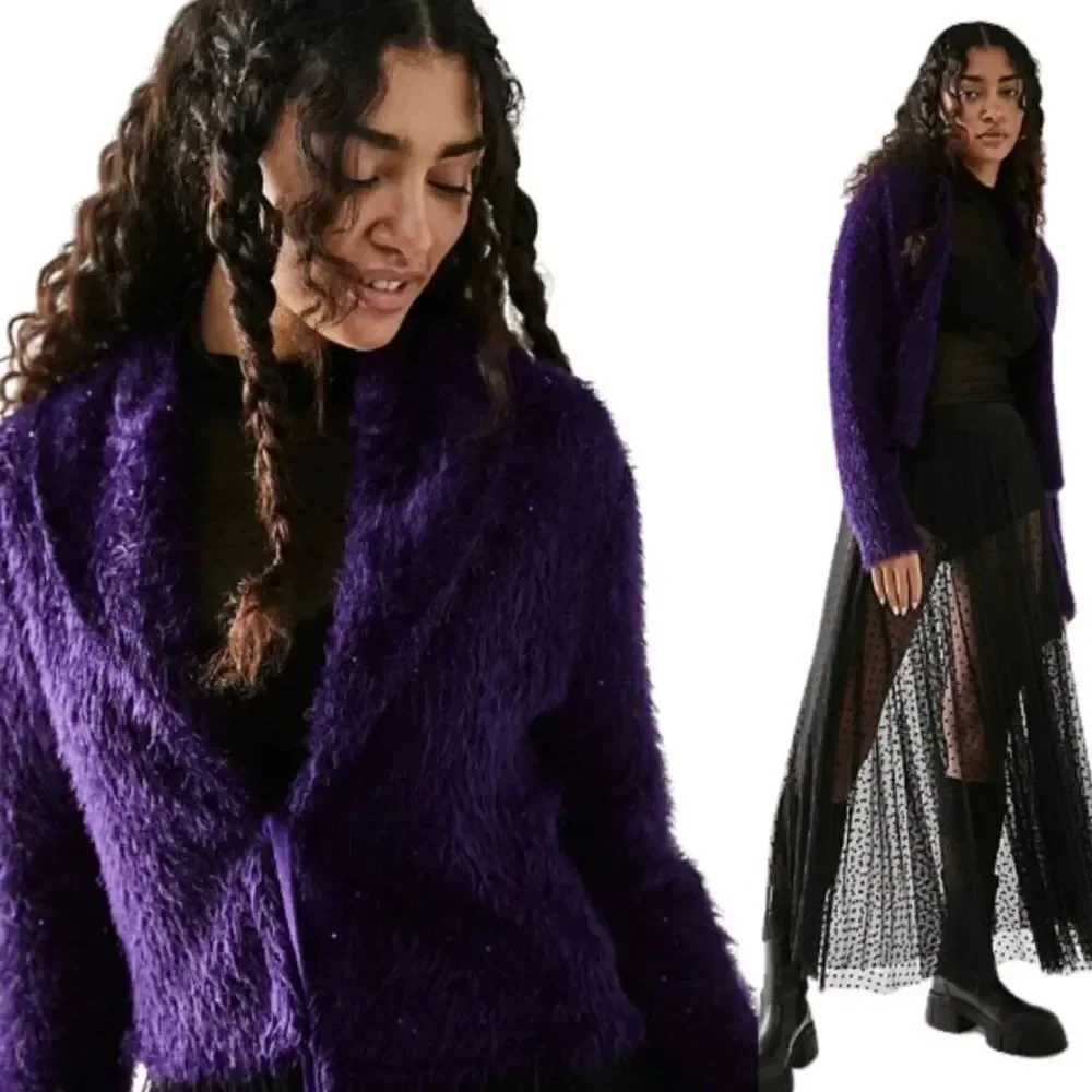 Free People Mina Cardi Cropped Shimmer Sequin Sweater Size XS